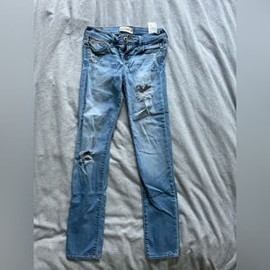 Abercrombie Kids High Rise Light Wash Ripped Skinny Jean